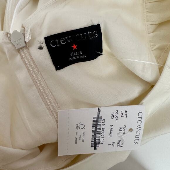 J.Crew Crewcuts Girls Flutter Sleeve Dress Midi Ivory Formal Party Size 5 NWT - Picture 8 of 15